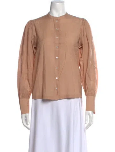 Pre-owned Doen Long Sleeve Blouse In Neutrals