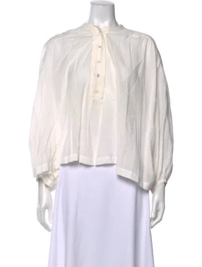 Pre-owned Doen Long Sleeve Blouse In Neutrals