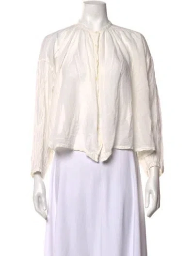 Pre-owned Doen Long Sleeve Blouse In Neutrals