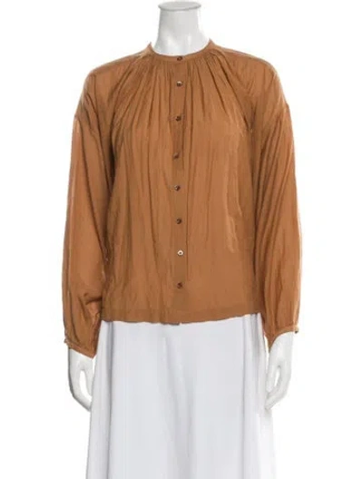 Pre-owned Doen Long Sleeve Blouse In Orange