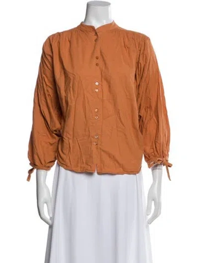 Pre-owned Doen Long Sleeve Blouse In Orange