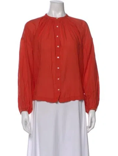 Pre-owned Doen Long Sleeve Blouse In Orange