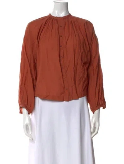 Pre-owned Doen Long Sleeve Blouse In Orange