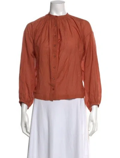 Pre-owned Doen Long Sleeve Blouse In Orange