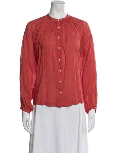 Pre-owned Doen Long Sleeve Blouse In Red