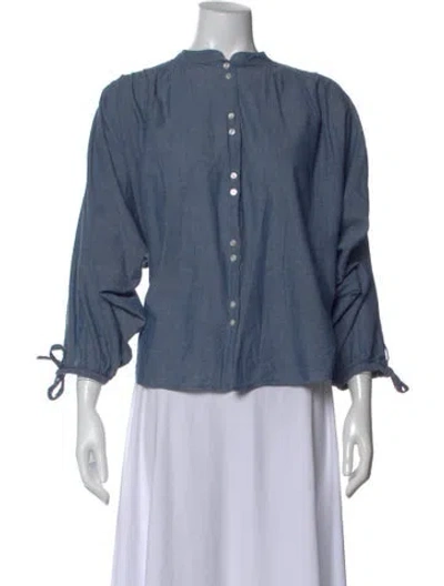 Pre-owned Doen Long Sleeve Blouse W/ Tags In Blue