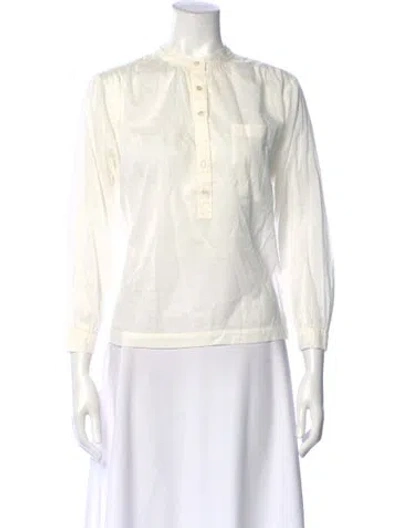 Pre-owned Doen Long Sleeve Blouse In White