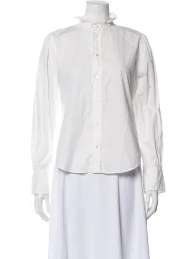 Pre-owned Doen Long Sleeve Blouse In White