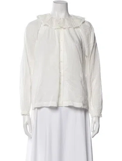 Pre-owned Doen Long Sleeve Blouse In White