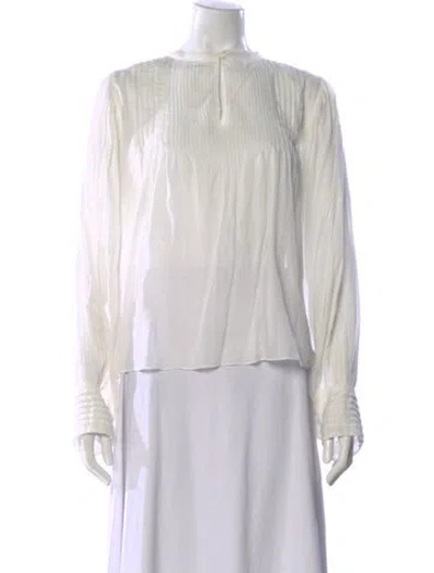 Pre-owned Doen Long Sleeve Blouse In White