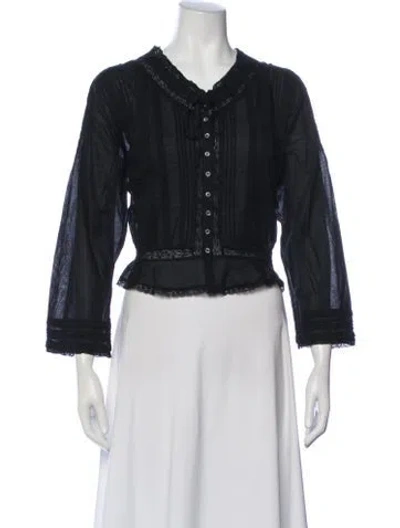 Pre-owned Doen Long Sleeve Blouse In White