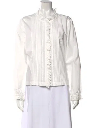 Pre-owned Doen Long Sleeve Blouse In White
