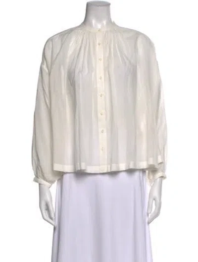 Pre-owned Doen Long Sleeve Blouse In White