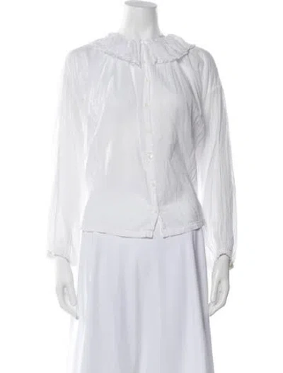 Pre-owned Doen Long Sleeve Blouse In White