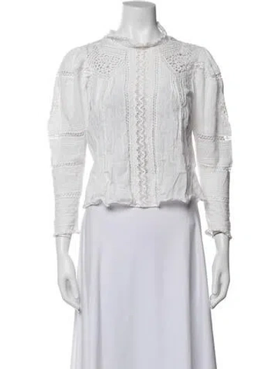 Pre-owned Doen Long Sleeve Blouse In White