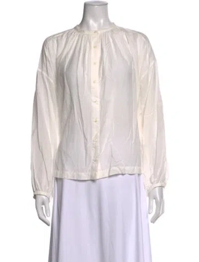 Pre-owned Doen Long Sleeve Blouse In White