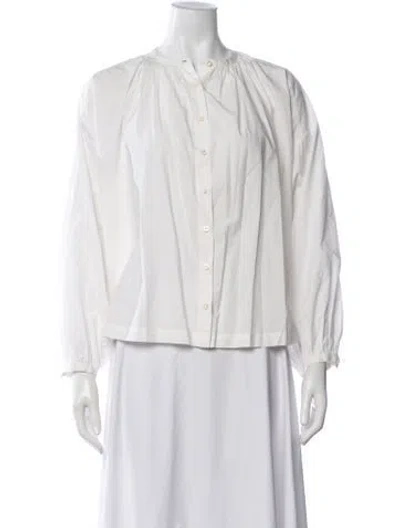 Pre-owned Doen Long Sleeve Blouse In White