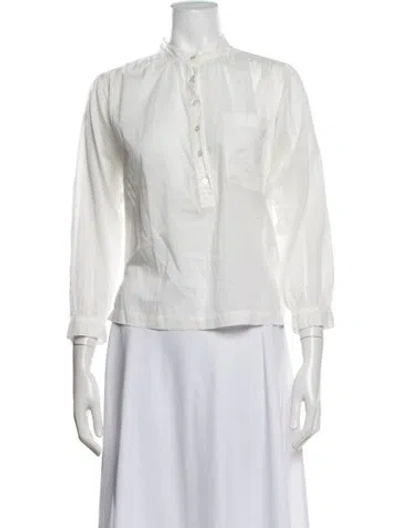 Pre-owned Doen Long Sleeve Blouse In White