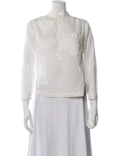 Pre-owned Doen Long Sleeve Blouse In White