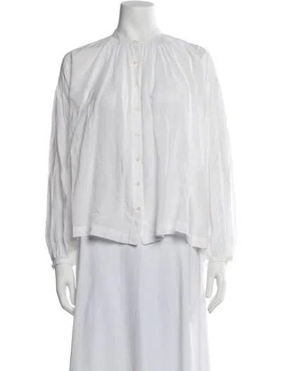 Pre-owned Doen Long Sleeve Blouse In White