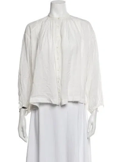 Pre-owned Doen Long Sleeve Blouse In White