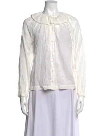 Pre-owned Doen Long Sleeve Blouse In White