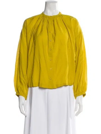 Pre-owned Doen Long Sleeve Blouse In Yellow