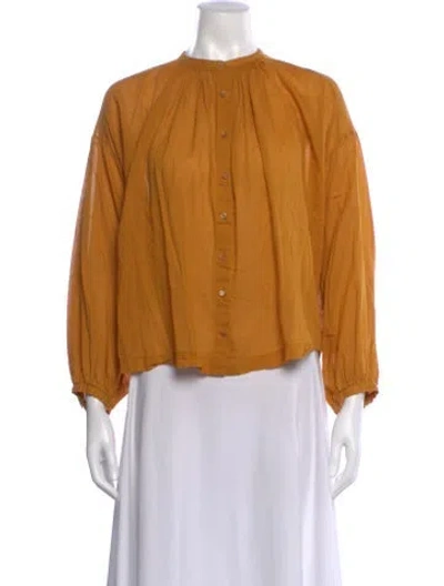 Pre-owned Doen Long Sleeve Blouse In Yellow