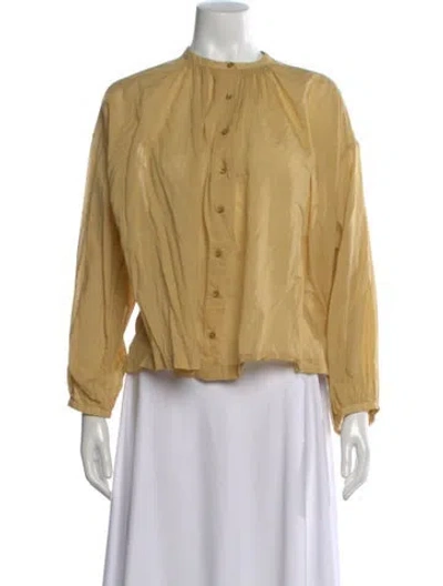 Pre-owned Doen Long Sleeve Blouse In Yellow