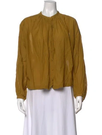 Pre-owned Doen Long Sleeve Blouse In Yellow