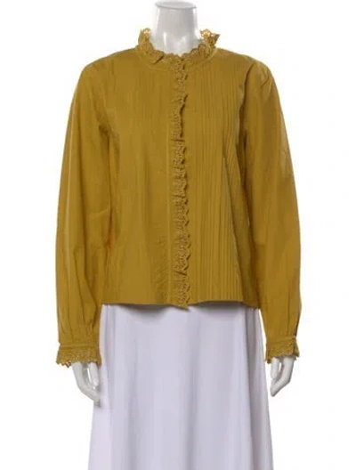 Pre-owned Doen Long Sleeve Blouse In Yellow