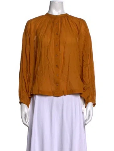 Pre-owned Doen Long Sleeve Blouse In Yellow