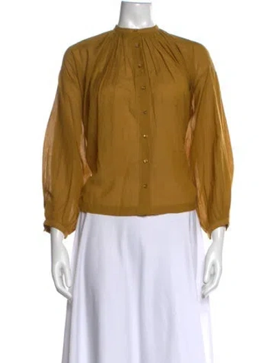 Pre-owned Doen Long Sleeve Blouse In Yellow