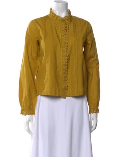 Pre-owned Doen Long Sleeve Blouse In Yellow