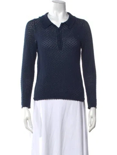 Pre-owned Doen Long Sleeve Polo In Blue