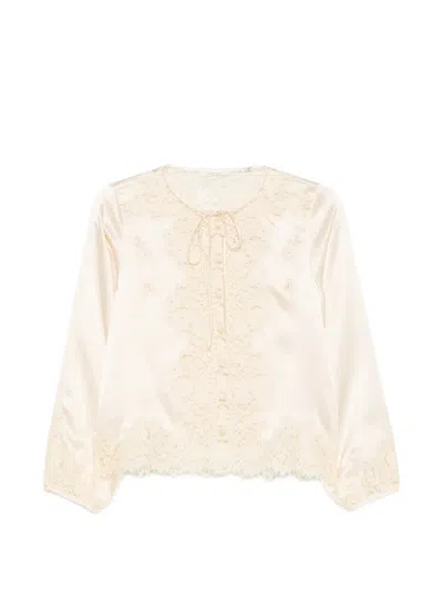 Doen Lucine Lace-panel Blouse In 뉴트럴