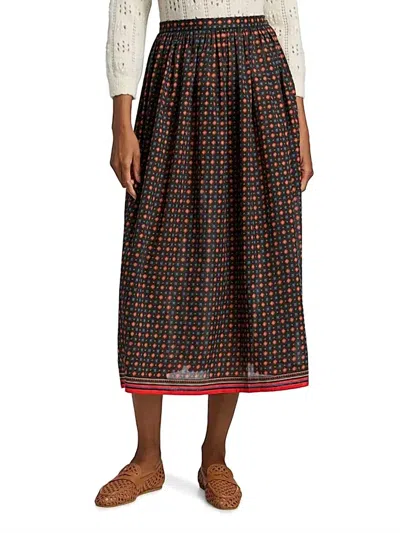 DOEN MARCIETTE FLORAL MIDI SKIRT IN MULTI