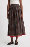 Doen Dôen Marciette Foulard Print Organic Cotton Maxi Skirt In Brown
