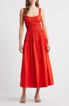 Doen Marianne Shirred Cotton-poplin Midi Dress