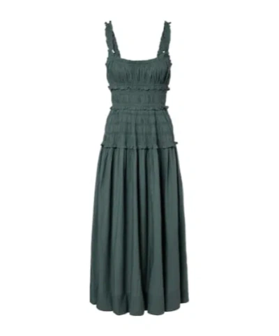 Doen Marianne Ruffled Cotton Poplin Midi Dress In Green