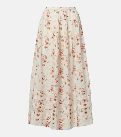 Doen Dôen Marie Floral Cotton Maxi Skirt In Neutral