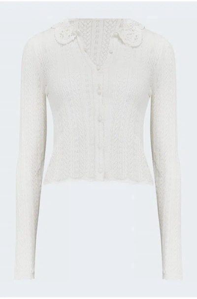 Doen Martina Cardigan In Pale Lilly In White