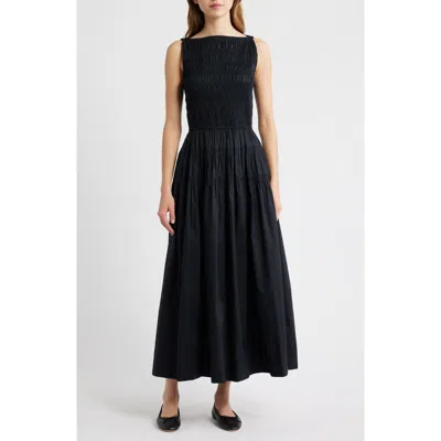 Doen Melie Smocked Tiered Midi Dress In Black
