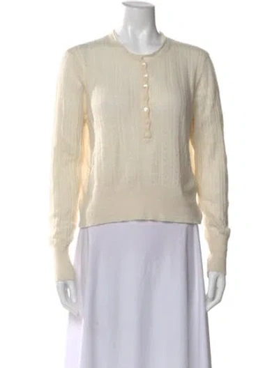 Pre-owned Doen Merino Wool Crew Neck Top In White