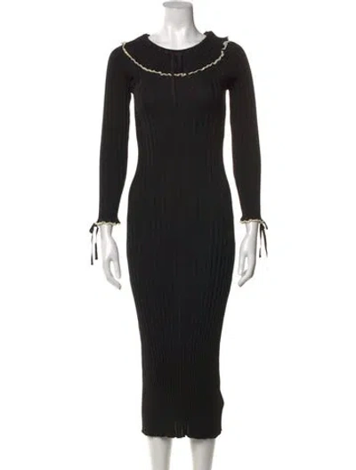 Pre-owned Doen Merino Wool Midi Length Dress In Black