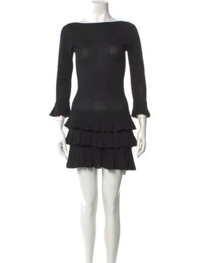 Pre-owned Doen Merino Wool Mini Dress In Black