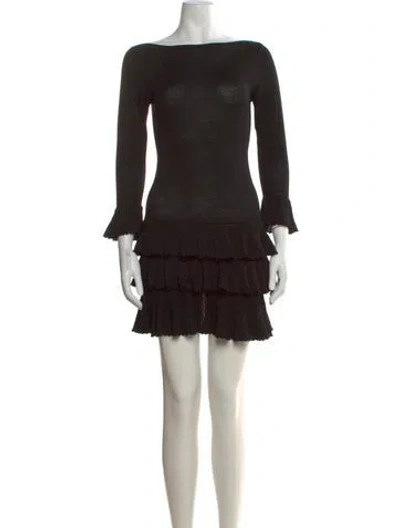 Pre-owned Doen Merino Wool Mini Dress In Black