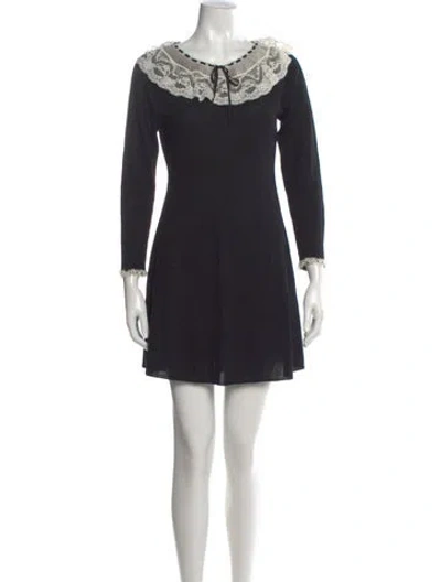 Pre-owned Doen Merino Wool Mini Dress In Black