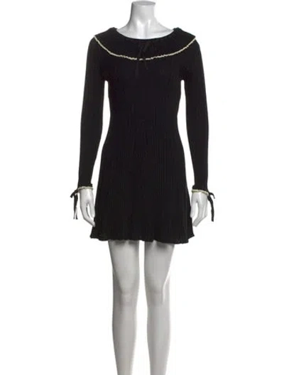 Pre-owned Doen Merino Wool Mini Dress In Black