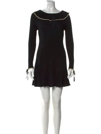 Pre-owned Doen Merino Wool Mini Dress In Black